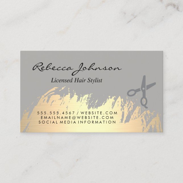 Faux Gold Brushed Salon Cuts Business Card (Front)