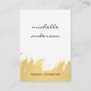 Faux Gold Brushed White Grey Business Card