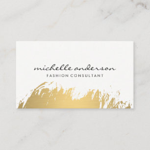 Faux Gold Brushed White Grey Business Card