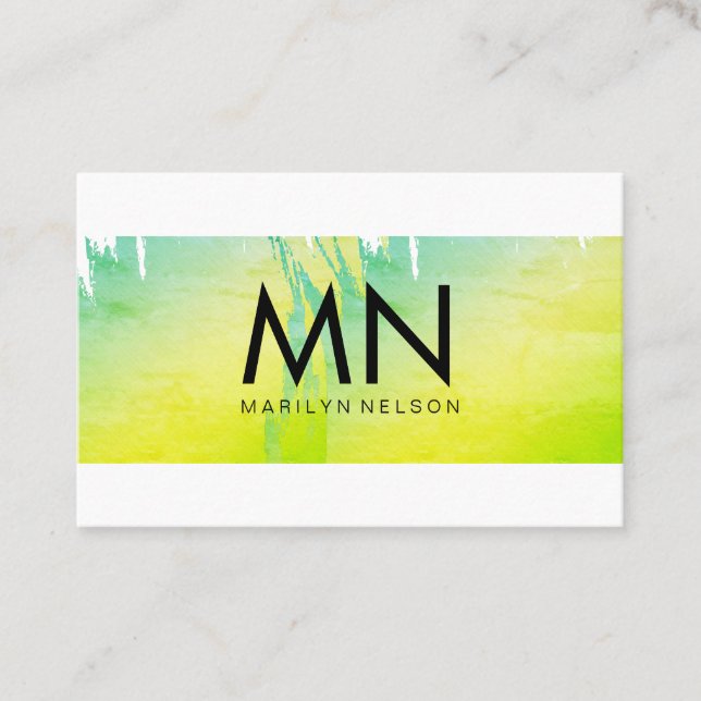 Faux Gold Brushed with Chic Monogram Business Card (Front)