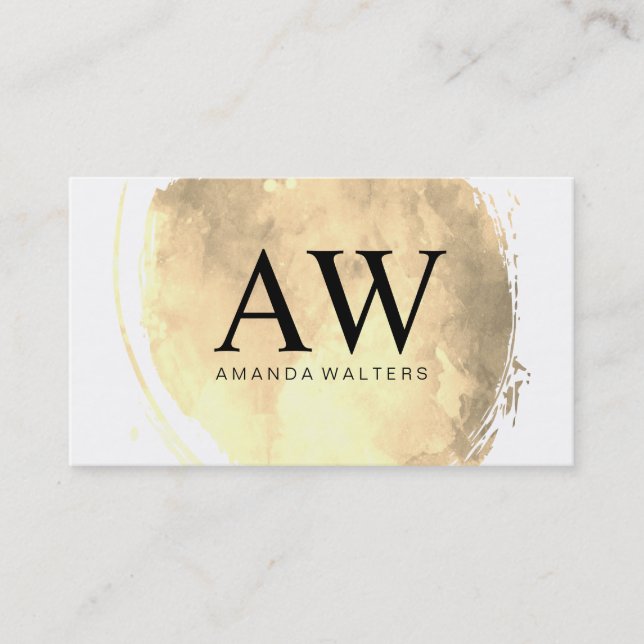 Faux Gold Brushed with Serif Monogram Business Card (Front)