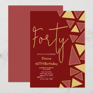 Faux Gold & burgundy Birthday Invitation