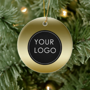 Faux Gold Business Company Logo Ceramic Tree Decoration