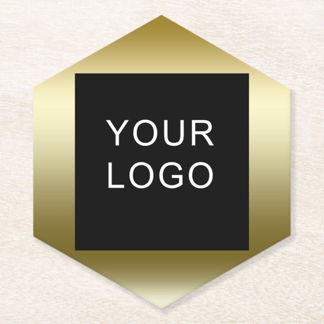 Faux Gold Business Corporate Logo Design     Paper Coaster (Front)