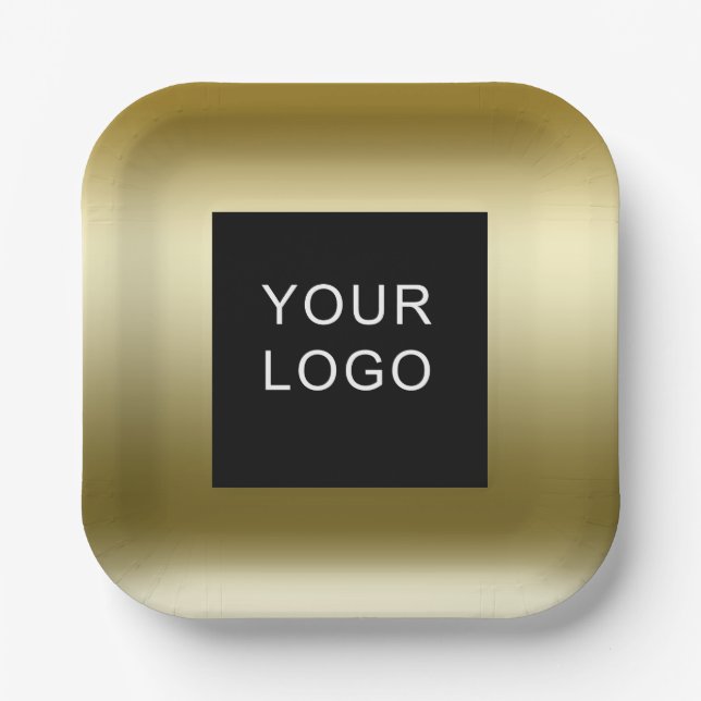 Faux Gold Business Corporate Logo Design Paper Plate (Front)