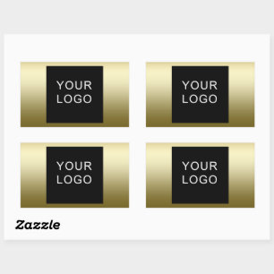 Faux Gold Business Corporate Logo Design  Rectangular Sticker