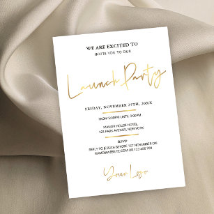 Faux Gold Business Grand Opening Launch Party Invitation