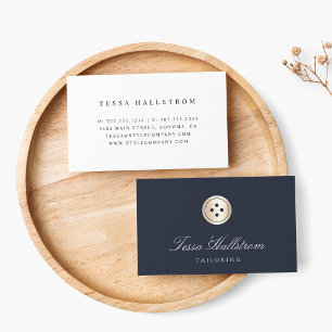 Faux Gold Button Seamstress Tailor Alterations Business Card