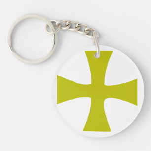 Faux Gold Byzantine Cross Key Ring