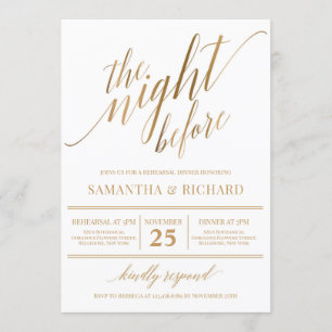 Faux gold calligraphy lettering rustic rehearsal invitation