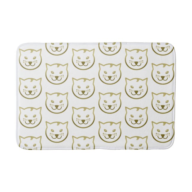 Faux Gold Cat Face - Custom Background Colour Bath Mat (Front)