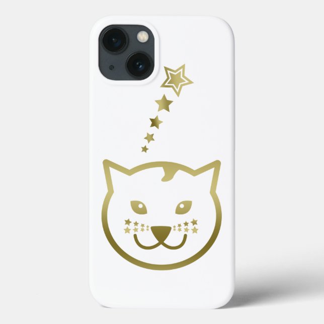 Faux Gold Cat Face - Custom background colour Case-Mate iPhone Case (Back)