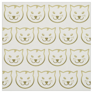 Faux Gold Cat Face - Custom background colour Fabric