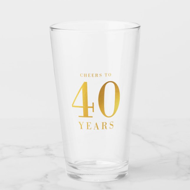 Faux Gold Cheers to 40 Years Birthday Glass (Front)