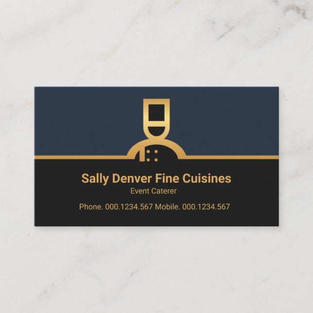 Faux Gold Chef Border Column Restaurant Caterer Business Card (Front)