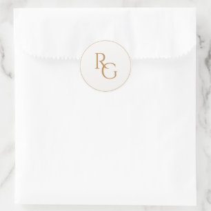 Faux Gold Chic Simple Initials Classic Round Sticker