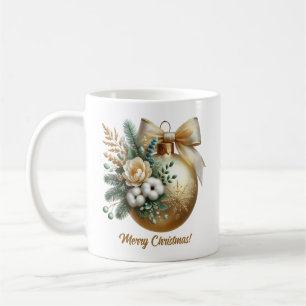 Faux gold Christmas bauble cotton golden bow Coffee Mug