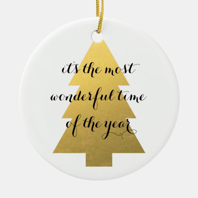 Faux gold Christmas tree Ceramic Tree Decoration (Front)