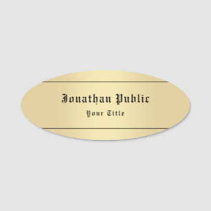 Faux Gold Classic Look Personalised Template Name Tag