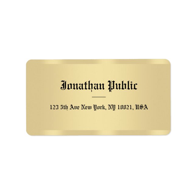 Faux Gold Classic Old Style Font Elegant Template Label (Front)