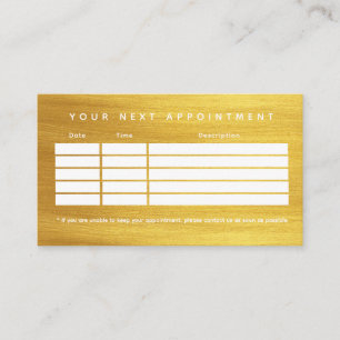 Faux Gold Clean Business Logo  Appointment Card