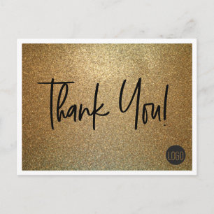 Faux Gold Company Logo Custom Thank You Postcard