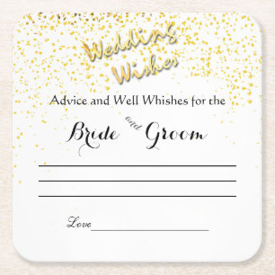 Faux, Gold Confetti, Advice and Well Wishes Square Paper Coaster