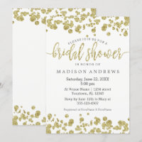 Faux Gold Confetti Bling Bridal Shower Invitation