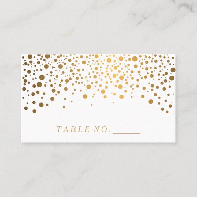Faux Gold Confetti Dots Place Cards (Front)