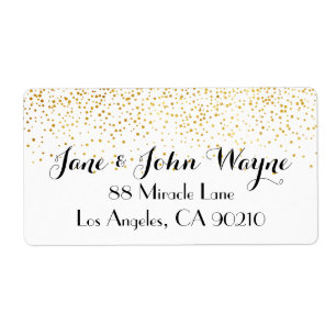 Faux Gold Confetti Dots Wedding Return Address