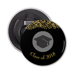 Faux Gold Confetti & Graduation Cap Class of 20xx Bottle Opener