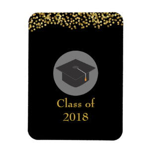 Faux Gold Confetti & Graduation Cap Class of 20xx Magnet