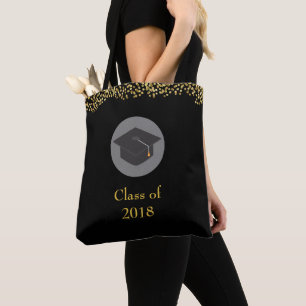 Faux Gold Confetti & Graduation Cap Class of 20xx Tote Bag