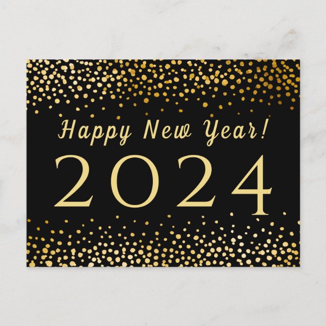Faux Gold Confetti Happy New Year 2019 Holiday Postcard (Front)