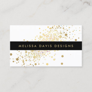 Faux Gold Confetti Modern Business Card
