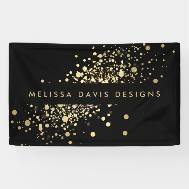 Faux Gold Confetti on Black Banner (Horizontal)