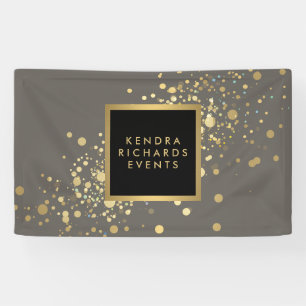 Faux Gold Confetti on Modern Grey Banner