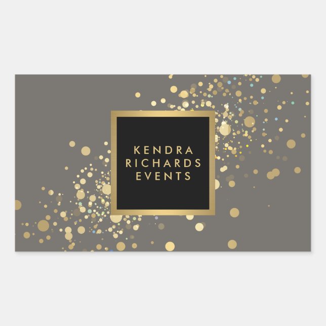 Faux Gold Confetti on Modern Grey Stickers (Front)