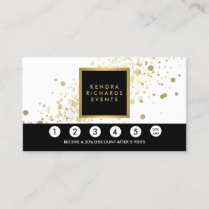 Faux Gold Confetti on Modern White Loyalty Card
