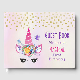 Faux Gold Confetti on Purple Watercolor WeddingTre Guest Book