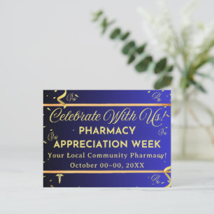 Faux Gold Confetti Pharmacy Appreciation Postcard