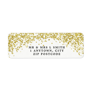 faux gold confetti return address labels