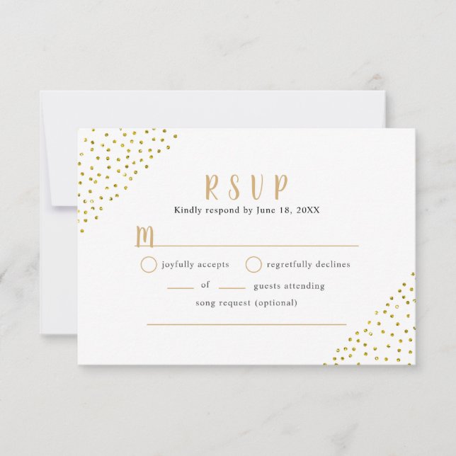 Faux Gold Confetti Wedding buffet RSVP (Front)