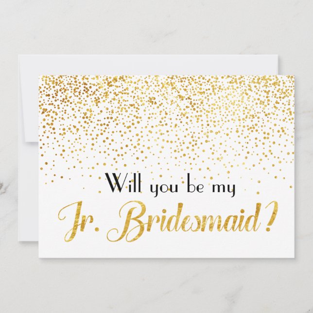 Faux Gold Confetti Will you be My Jr. Bridesmaid Invitation (Front)