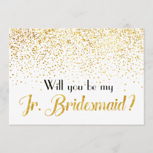 Faux Gold Confetti Will you be My Jr. Bridesmaid Invitation