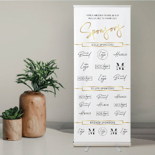 Faux Gold Corporate Event Sponsor Logos Backdrop Retractable Banner