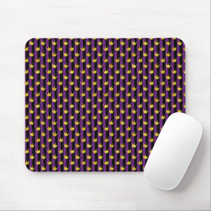 Faux Gold Crowns Purple Black Stripes Mardi Gras Mouse Mat