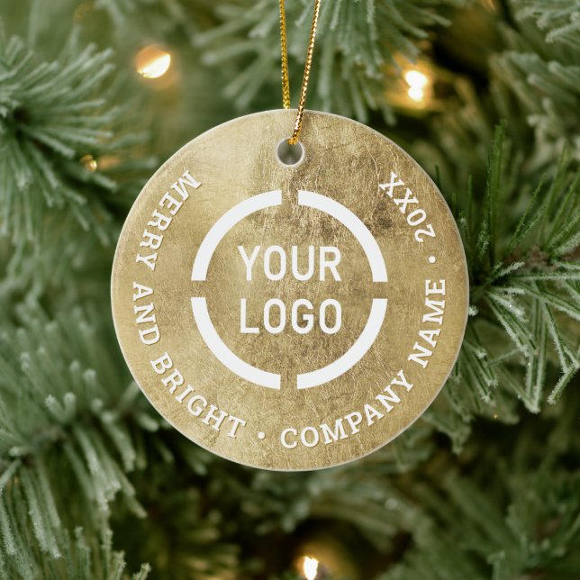 Faux gold custom business ornaments with logo (Tree)