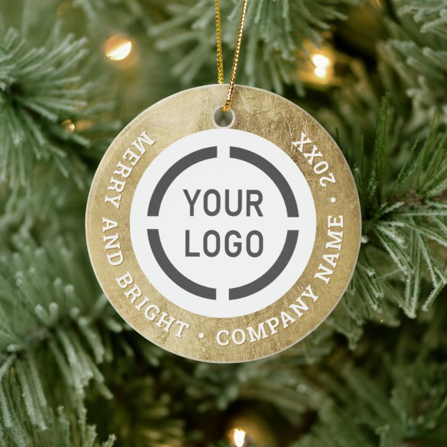 Faux gold custom business ornaments with logo (Tree)
