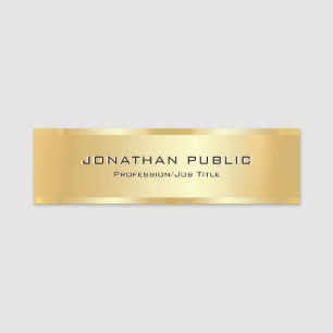 Faux Gold Custom Modern Elegant Template Luxurious Name Tag